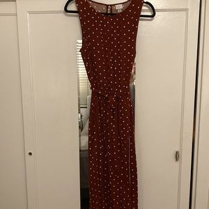 A New Day Burnt Orange Polka dot long dress